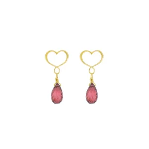 MAMAN ET SOPHIE Orecchini cuore con granato