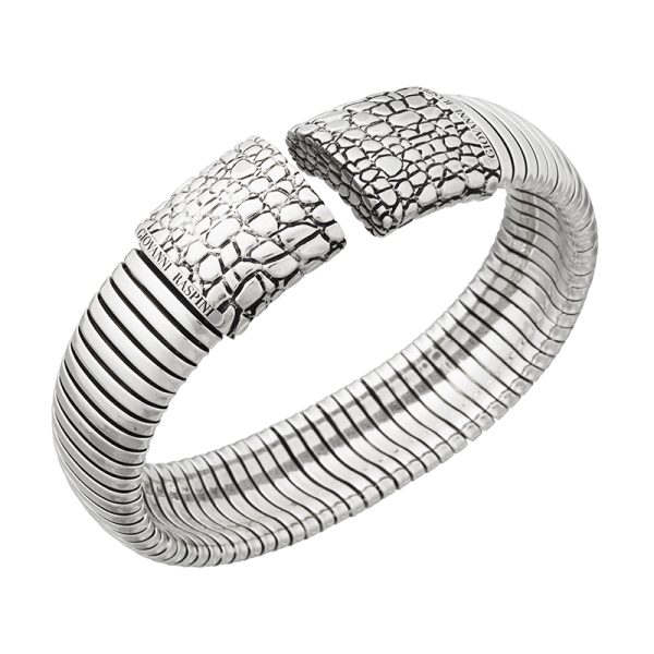 GIOVANNI RASPINI Bracciale Tubogas Croco Grande argento
