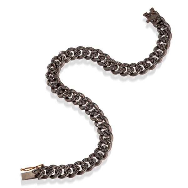 MANO J - Bracciale uomo titanio, diamanti Black e oro rosso18KT - immagine 2