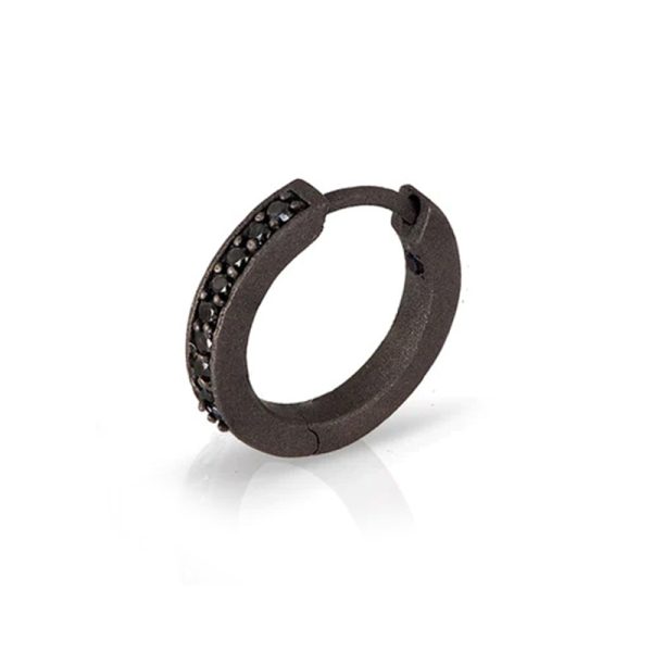 MANO J - Mono Orecchino cerchio Titanio e diamanti Black