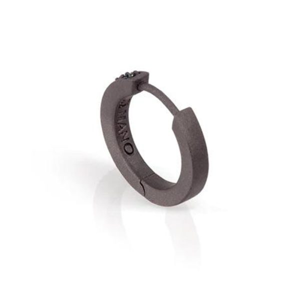MANO J - Mono Orecchino cerchio Titanio e diamanti Black - immagine 2