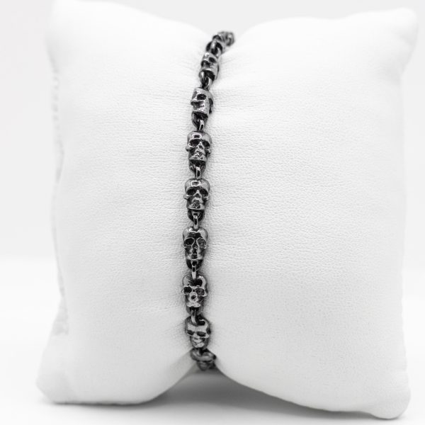 SCARABEO Bracciale con Teschi, Argento 925 Brunito - immagine 2