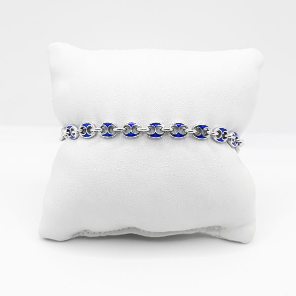 SCARABEO Intreccio Bracciale, Argento 925, Maglia Marina