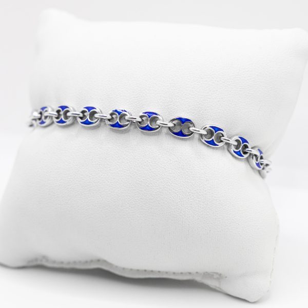 SCARABEO Intreccio Bracciale, Argento 925, Maglia Marina - immagine 2