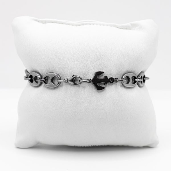 SCARABEO Intreccio Bracciale Brunito con simbolo Ancora , Argento 925 - immagine 2