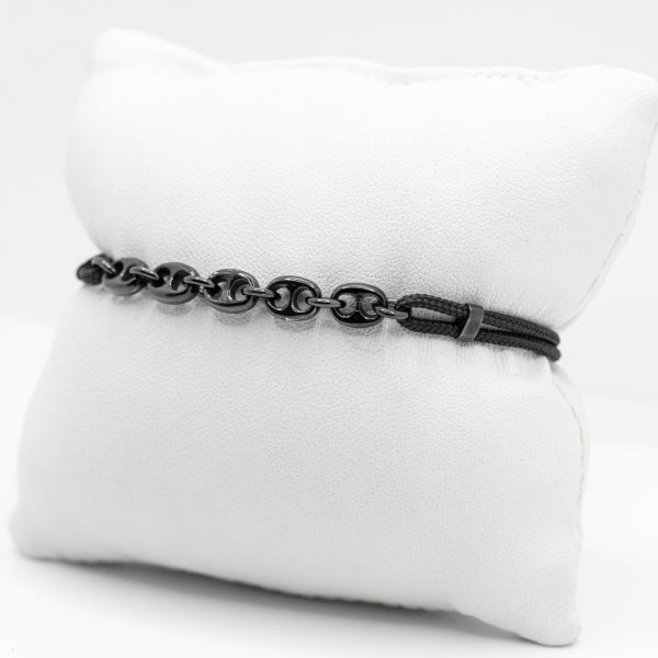 SCARABEO Intreccio Bracciale, Argento 925 brunito e cordino Nero - immagine 2