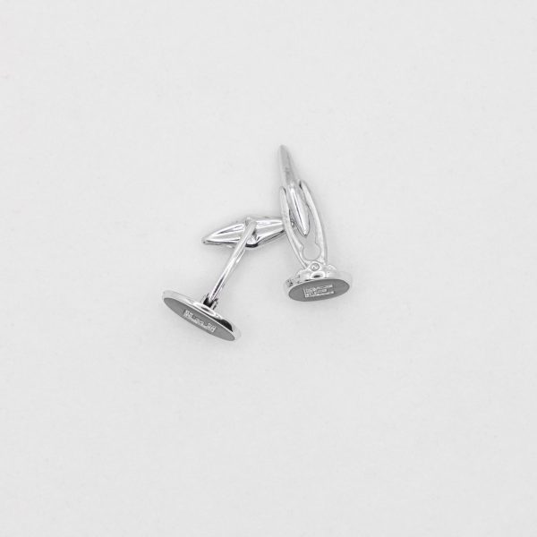 SCARABEO Insieme Gemelli forma ovale Lettera E, Oro bianco 18 kt e diamanti, smalto Nero - immagine 2