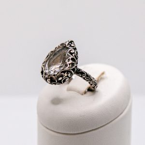 MARIA LUISA - Anello Taglio goccia Argento brunito