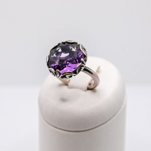 MARIA LUISA - Anello Cocktail Ametista, Argento brunito