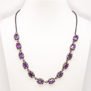 MARIA LUISA - Collana Argento brunito Taglio smeraldo