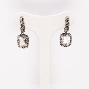 MARIA LUISA - Orecchini taglio smeraldo Argento brunito