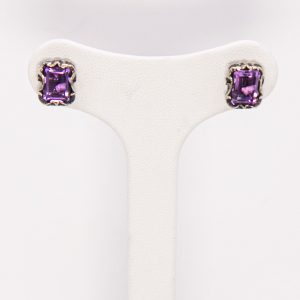 MARIA LUISA - Orecchini taglio smeraldo Argento brunito