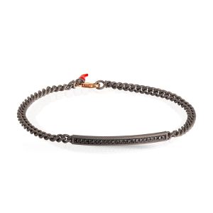 MANO J - Bracciale uomo in Titanio, con barretta diamanti Black